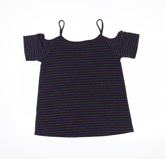 Papaya Womens Purple Striped Basic Blouse Size 14