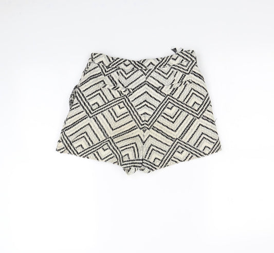 Topshop Womens Beige Geometric Culotte Shorts Size 10