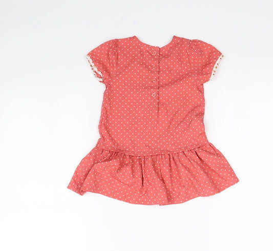 Preworn Girls Pink Spotted Fit & Flare Size 12 Months