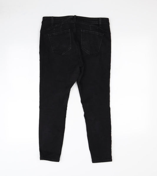 Preworn Womens Black Cropped Trousers Size 32 in L24 in