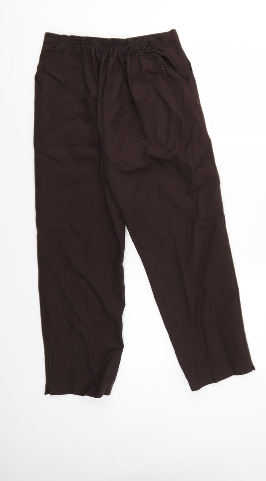 Preworn Womens Brown Trousers Size 12 L25 in - Elastic Waist