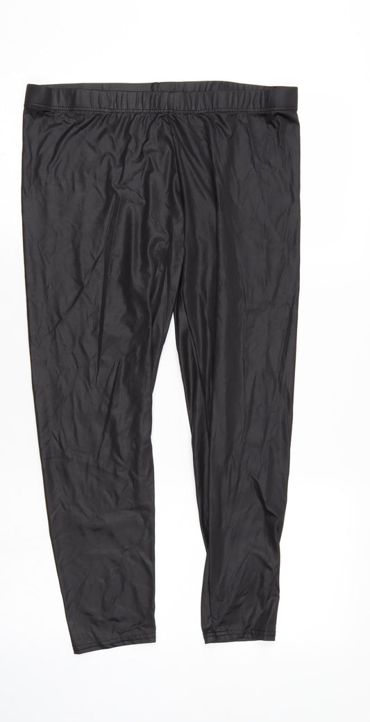 Evie Womens Black Cropped Leggings Size L L25 in - Elastic Waist