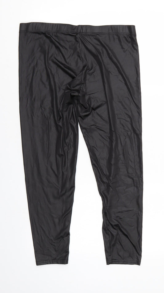 Evie Womens Black Cropped Leggings Size L L25 in - Elastic Waist