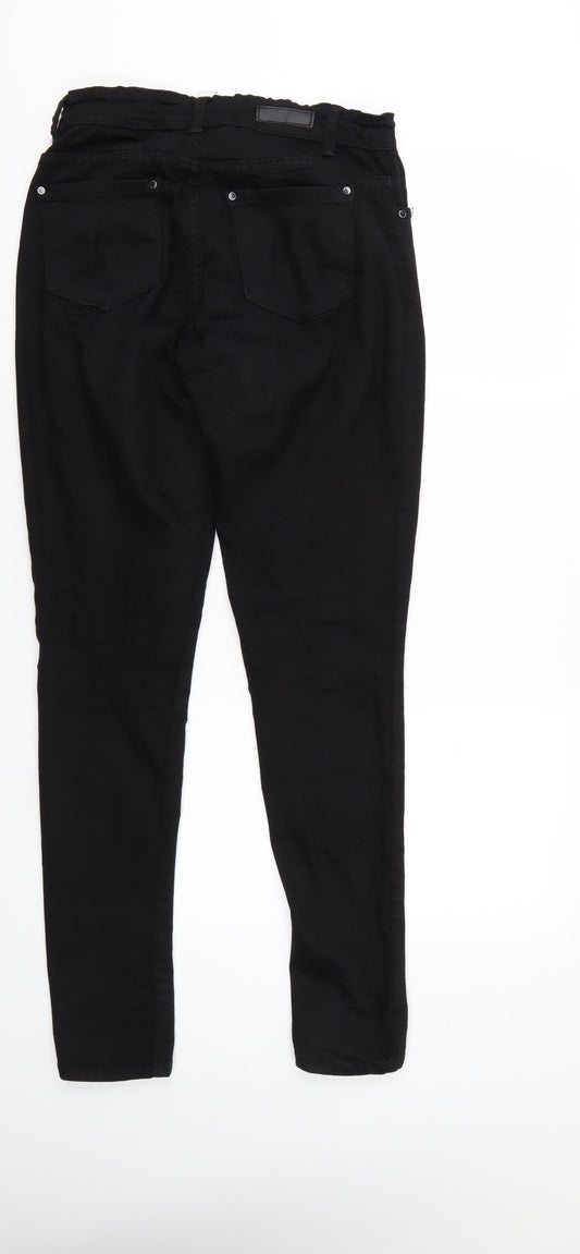 B S Jeans Womens Black Denim Tapered Jeans Size 8 L30 in