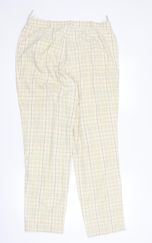 EB Company Womens Beige Check Trousers Size 14 L28 in