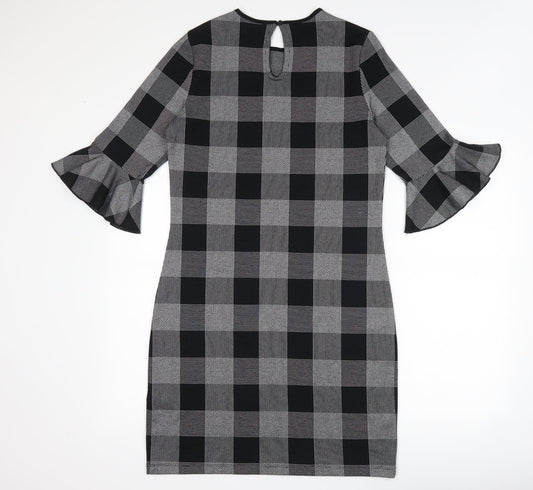 Marks and Spencer Womens Black Check Bodycon Size 10
