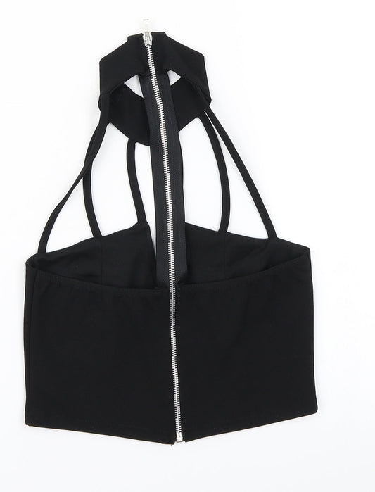 Missguided Womens Black Cropped T-Shirt Size 6