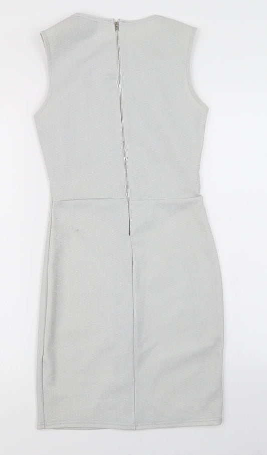 Ribbon Womens Silver Bodycon Size 8