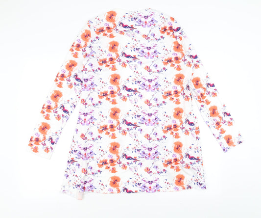 Be You Womens White Floral Cardigan Jumper Size 12
