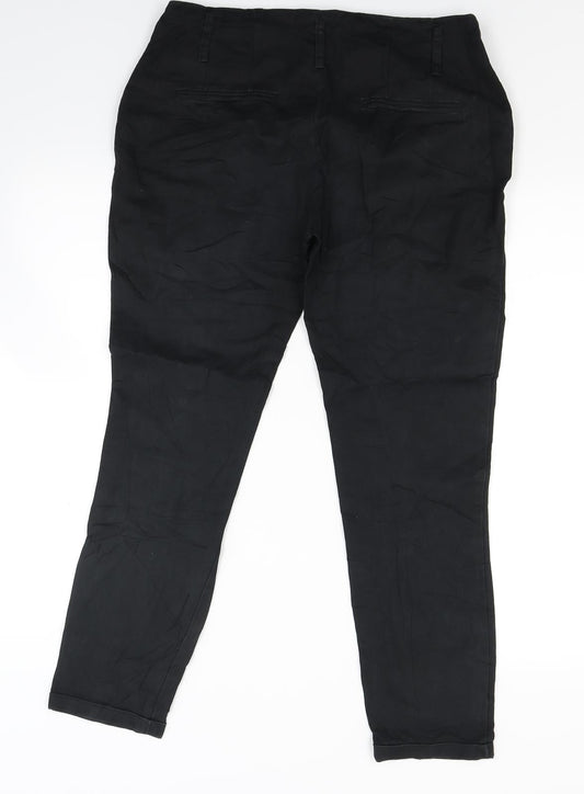 Preworn Womens Black Trousers Size 10 L25 in