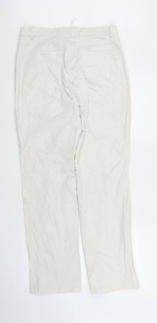 Madeline Womens White Carpenter Trousers Size 14 L28 in