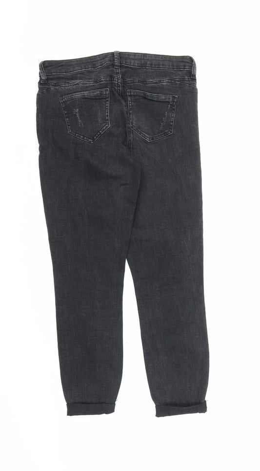 Denim Co Womens Black Denim Cropped Jeans Size 10 L23 in
