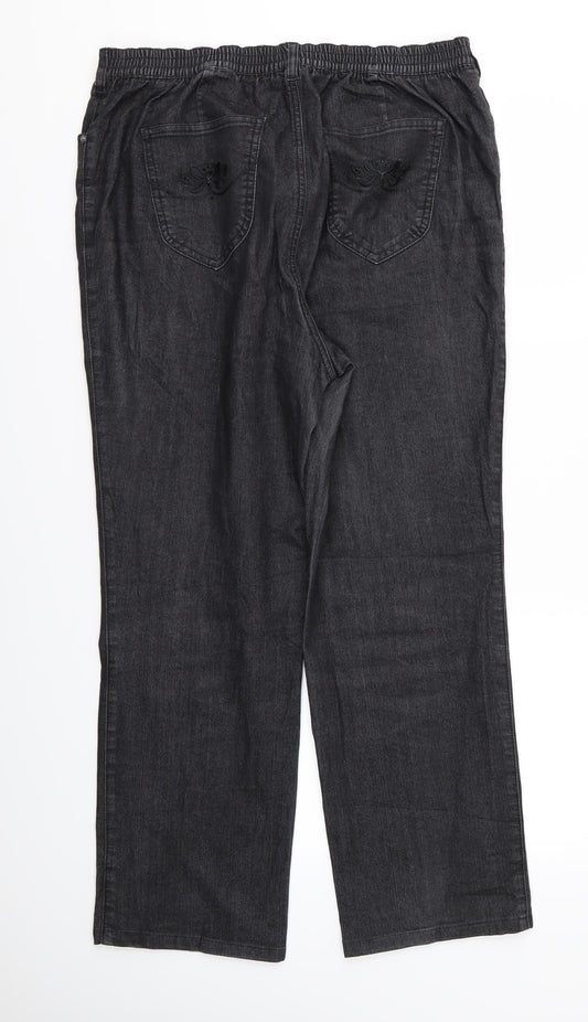 Walbusch Womens Black Trousers Size 30 in L25 in - Stretch waistband