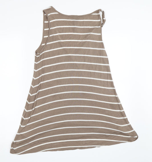BHS Womens Brown Striped Basic Tank Size 12
