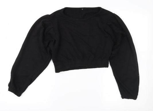 Preworn Womens Black Pullover Sweatshirt Size 8 - Cropped