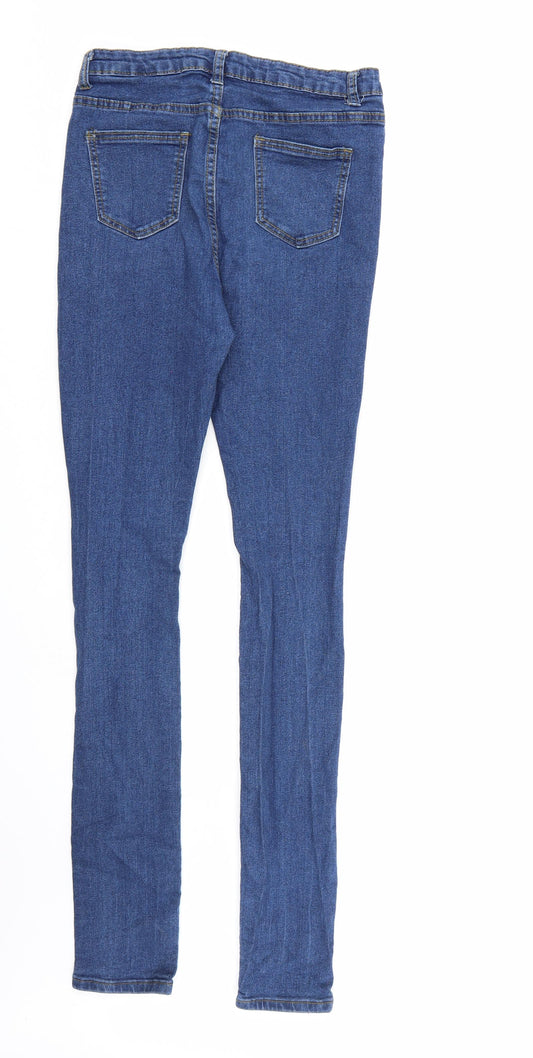 Boohoo Womens Blue Denim Skinny Jeans Size 12 L32 in