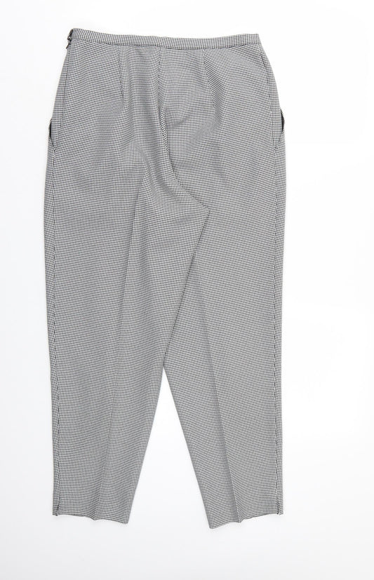 Marks and Spencer Womens White Houndstooth Rayon Trousers Size 14 L26 in