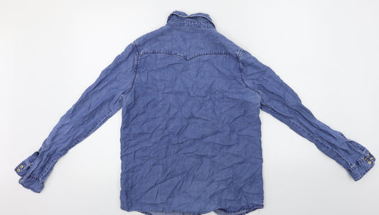 FOREVER 21 Womens Blue Basic Button-Up Size M