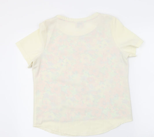 Neon Rose Womens Ivory Floral Basic Blouse Size 12