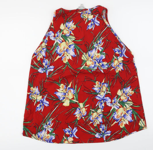Peacocks Womens Red Floral Basic Blouse Size 14