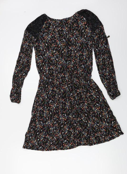 Mango Womens Black Floral Basic Blouse Size XS