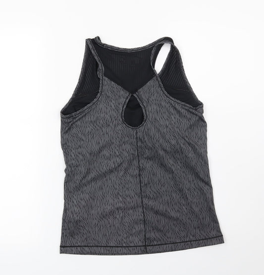 LA Gear Womens Grey Geometric Basic T-Shirt Size 10