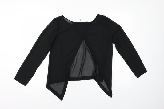 Preworn Womens Black Wrap Blouse Size M