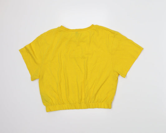 H&M Womens Yellow Cropped T-Shirt Size M