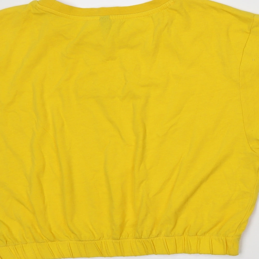 H&M Womens Yellow Cropped T-Shirt Size M