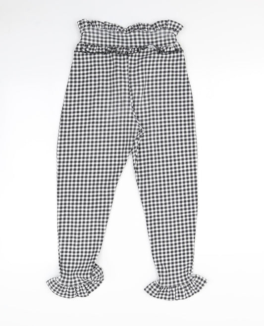 pretty little thing Womens Black Plaid Trousers Size 8 L24 in