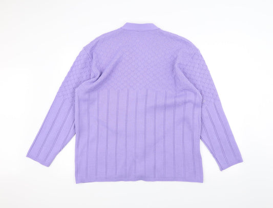 Capers Womens Purple Knit Jacket Coatigan Size 2XL