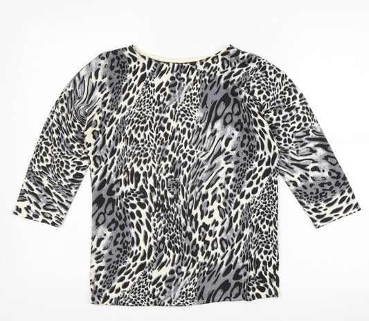BHS Womens Grey Animal Print Pullover Jumper Size 8