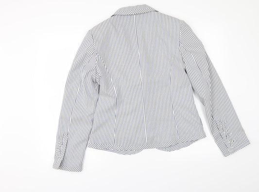 KappAhI Womens White Striped Jacket Blazer Size 12