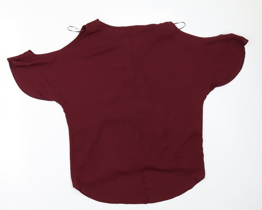 Papaya Womens Red Tunic Blouse Size 10 - COLD SHOULDER