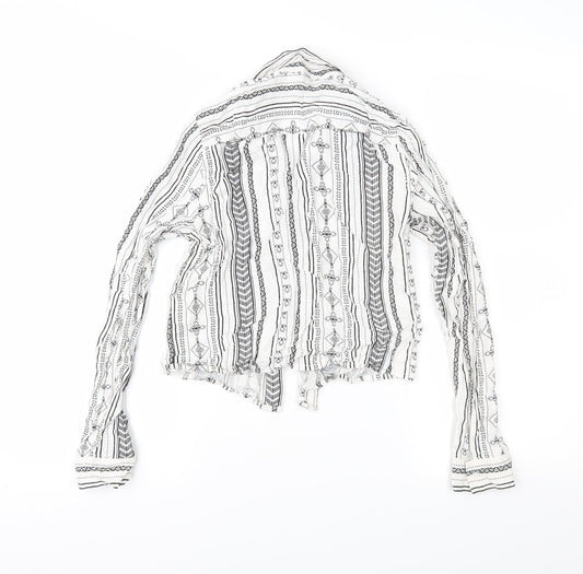 Divided Womens White Geometric Basic Button-Up Size 6