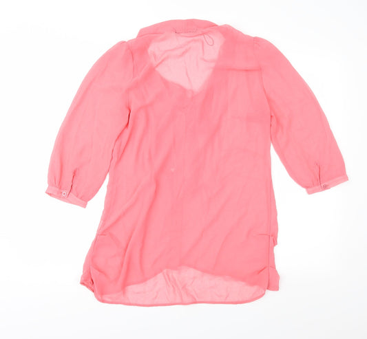 Fury Womens Pink Chiffon Basic Blouse Size S