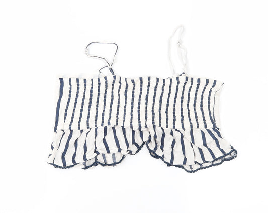Miss Selfridge Womens Ivory Striped Cropped Blouse Size 10