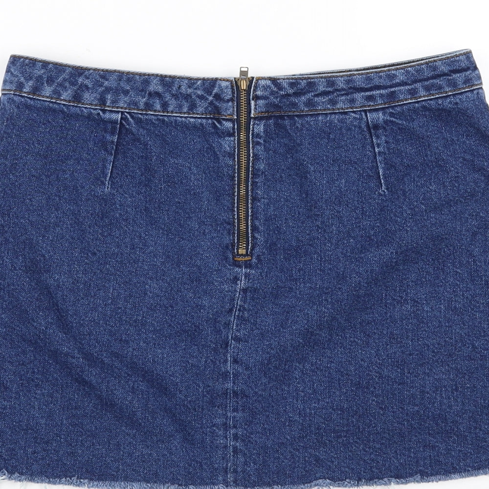 BDG Womens Blue Denim A-Line Skirt Size M - distressed hem