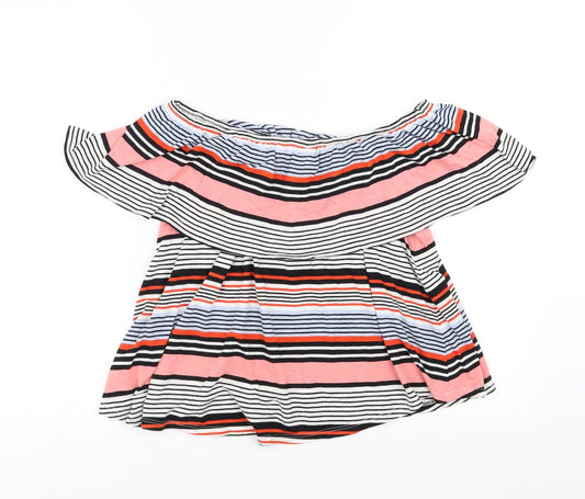 New Look Womens Multicoloured Striped Basic Blouse Size 10
