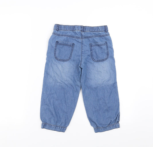 kihawo Girls Blue Denim Cropped Trousers Size 9 Months