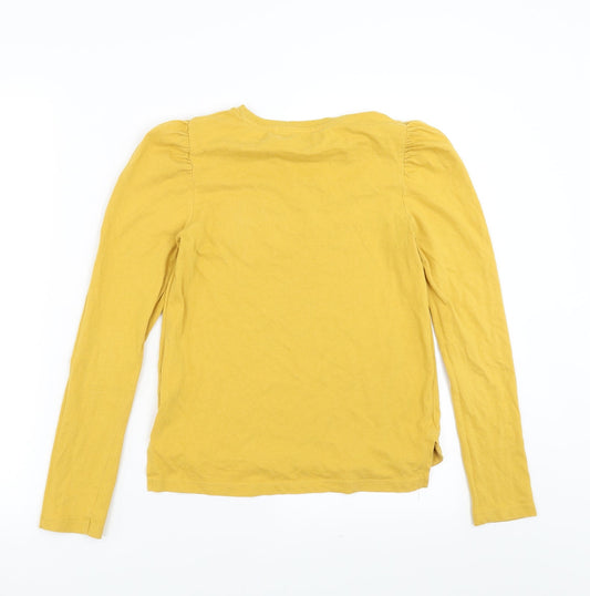 NEXT Girls Yellow Basic T-Shirt Size 11 Years - have a nice day