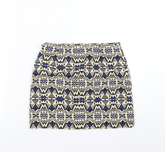 Divided by H&M Womens Beige Geometric A-Line Skirt Size 8