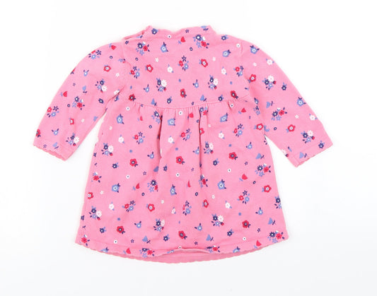 George Girls Pink Floral Knit Jumper Dress Size 3-6 Months