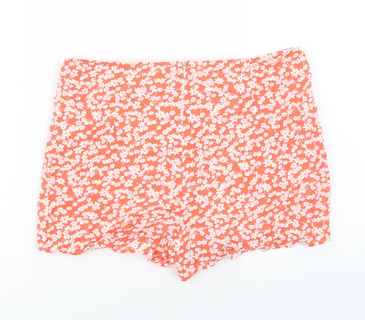 Parisian Collection Womens Orange Floral Hot Pants Shorts Size 8