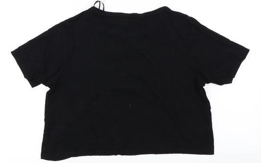 Select Womens Black Cropped T-Shirt Size 12 - Distressed