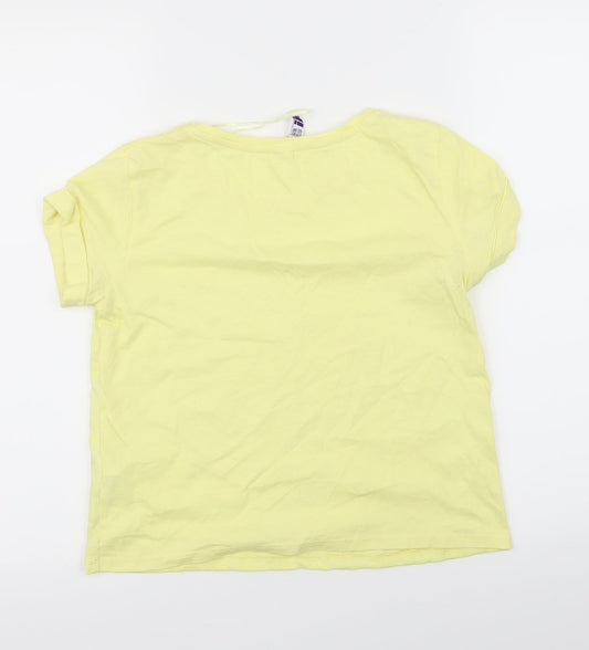 By Henry Holland Womens Yellow Floral Basic T-Shirt Size 6