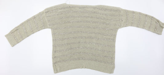 Wallis Womens Beige Striped Pullover Jumper Size L