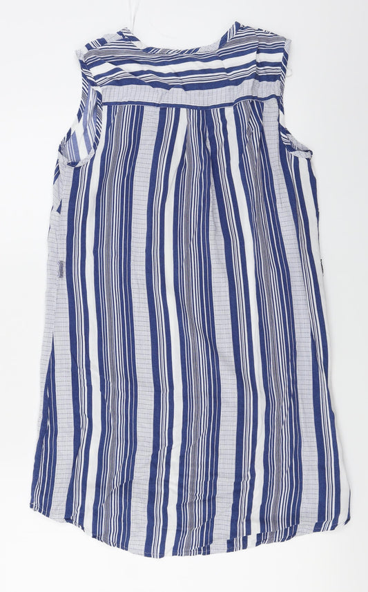 Papaya Womens Blue Striped Basic Blouse Size 10