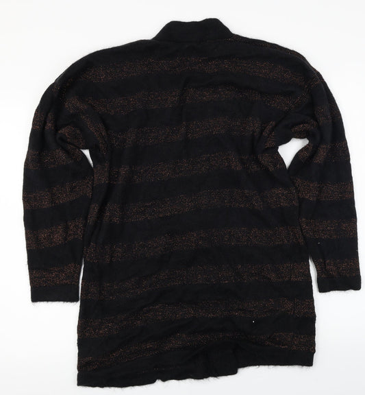 Your Sixth Sense Womens Black Striped Cardigan Jumper Size 12