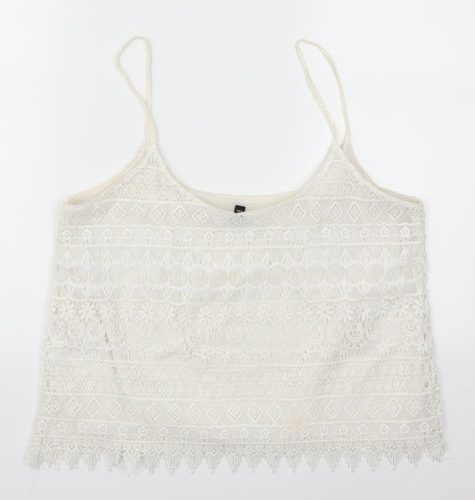 H&M Womens White Lace Basic Tank Size M